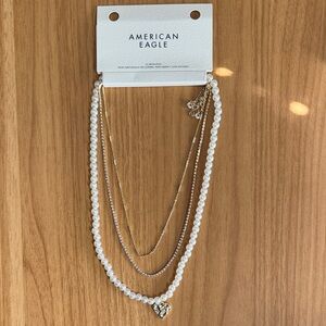 American Eagle Outfitters Gold and White Pearl Necklace
